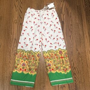 Banjanan Red and Green Floral Straight Leg Pants